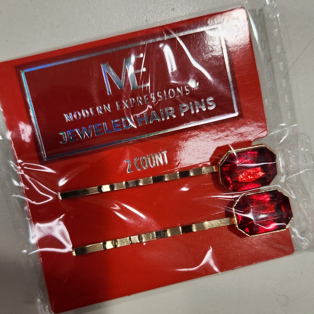 Red stone hair pin